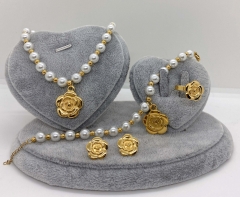 Stainless steel jewelry Necklace Earrings Ring bracelet set Wholesale