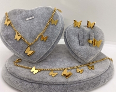 Stainless steel jewelry Necklace Earrings Ring bracelet set Wholesale