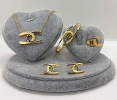Stainless steel jewelry Necklace Earrings Ring bracelet set Wholesale