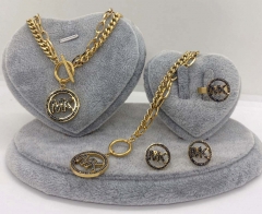 Stainless steel jewelry Necklace Earrings Ring bracelet set Wholesale