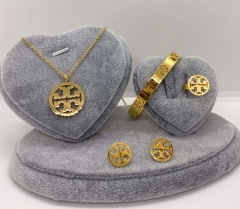 Stainless steel jewelry Necklace Earrings Ring bracelet set Wholesale