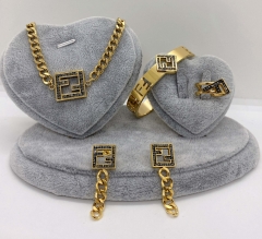 Stainless steel jewelry Necklace Earrings Ring bracelet set Wholesale
