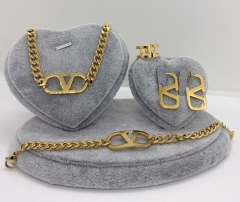 Stainless steel jewelry Necklace Earrings Ring bracelet set Wholesale