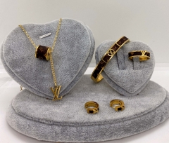 Stainless steel jewelry Necklace Earrings Ring bracelet set Wholesale