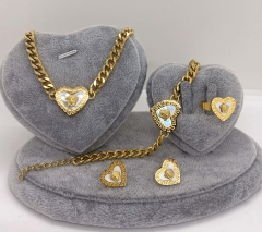 Stainless steel jewelry Necklace Earrings Ring bracelet set Wholesale
