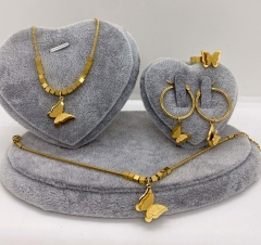 Stainless steel jewelry Necklace Earrings Ring bracelet set Wholesale