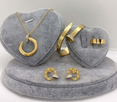 Stainless steel jewelry Necklace Earrings Ring bracelet set Wholesale