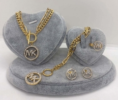 Stainless steel jewelry Necklace Earrings Ring bracelet set Wholesale