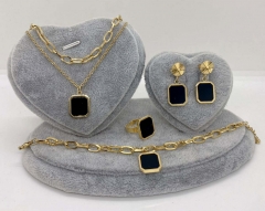 Stainless steel jewelry Necklace Earrings Ring bracelet set Wholesale