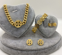 Stainless steel jewelry Necklace Earrings Ring bracelet set Wholesale