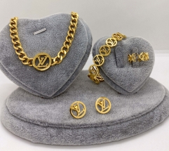 Stainless steel jewelry Necklace Earrings Ring bracelet set Wholesale
