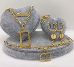 Stainless steel jewelry Necklace Earrings Ring bracelet set Wholesale