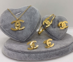 Stainless steel jewelry Necklace Earrings Ring bracelet set Wholesale