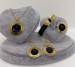 Stainless steel jewelry Necklace Earrings Ring bracelet set Wholesale