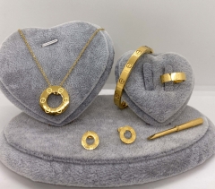 Stainless steel jewelry Necklace Earrings Ring bracelet set Wholesale