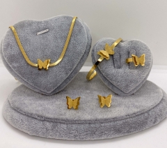 Stainless steel jewelry Necklace Earrings Ring bracelet set Wholesale