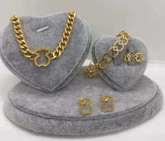 Stainless steel jewelry Necklace Earrings Ring bracelet set Wholesale