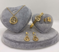 Stainless steel jewelry Necklace Earrings Ring bracelet set Wholesale