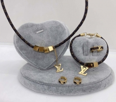 Stainless steel jewelry Necklace Earrings Ring bracelet set Wholesale