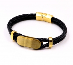 Stainless steel jewelry men leather bangle Wholesale