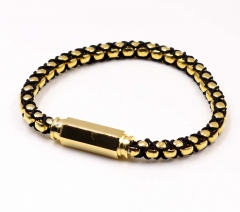 Stainless steel jewelry men leather bangle Wholesale