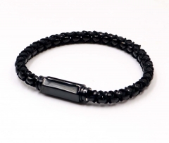 Stainless steel jewelry men leather bangle Wholesale