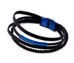 Stainless steel jewelry men leather bangle Wholesale