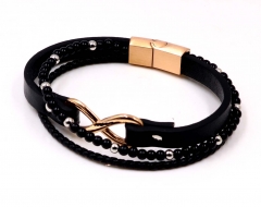 Stainless steel jewelry men leather bangle Wholesale