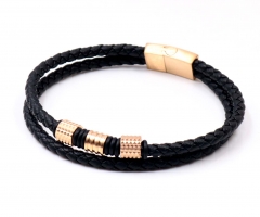Stainless steel jewelry men leather bangle Wholesale
