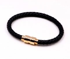 Stainless steel jewelry men leather bangle Wholesale