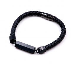 Stainless steel jewelry men leather bangle Wholesale