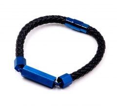Stainless steel jewelry men leather bangle Wholesale