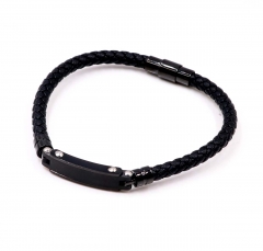 Stainless steel jewelry men leather bangle Wholesale