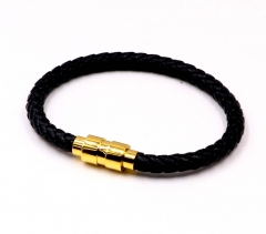 Stainless steel jewelry men leather bangle Wholesale