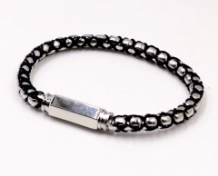 Stainless steel jewelry men leather bangle Wholesale