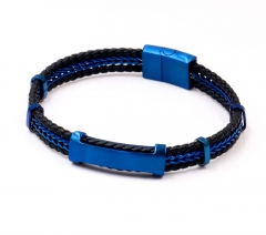 Stainless steel jewelry men leather bangle Wholesale