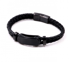 Stainless steel jewelry men leather bangle Wholesale