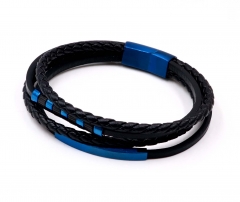 Stainless steel jewelry men leather bangle Wholesale