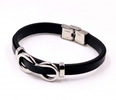 Stainless steel jewelry men leather bangle Wholesale
