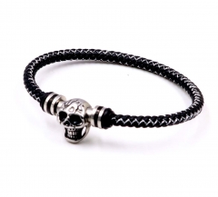 Stainless steel jewelry men leather bangle Wholesale