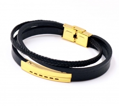 Stainless steel jewelry men leather bangle Wholesale