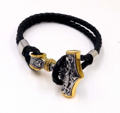 Stainless steel jewelry men leather bangle Wholesale