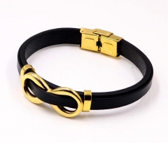 Stainless steel jewelry men leather bangle Wholesale