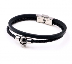 Stainless steel jewelry men leather bangle Wholesale