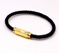 Stainless steel jewelry men leather bangle Wholesale
