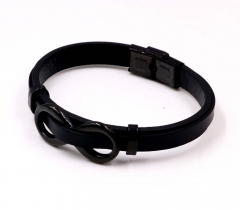 Stainless steel jewelry men leather bangle Wholesale