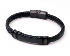 Stainless steel jewelry men leather bangle Wholesale