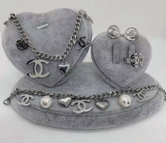 Stainless steel jewelry Necklace Earrings Ring bracelet set Wholesale