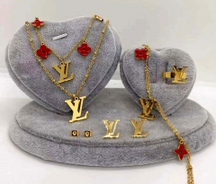 Stainless steel jewelry Necklace Earrings Ring bracelet set Wholesale