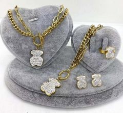 Stainless steel jewelry Necklace Earrings Ring bracelet set Wholesale